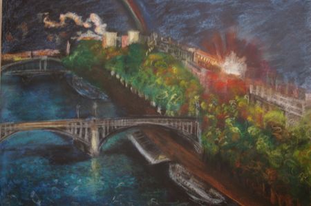 Paryz o zachodzie suchy pastel 70 x 100 cm, 2010